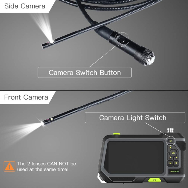 1pc 5 Inch IPS Endoscope Inspection Camera, With Light Two-way Articulated  Borescope, Automotive Mechanical Borescope