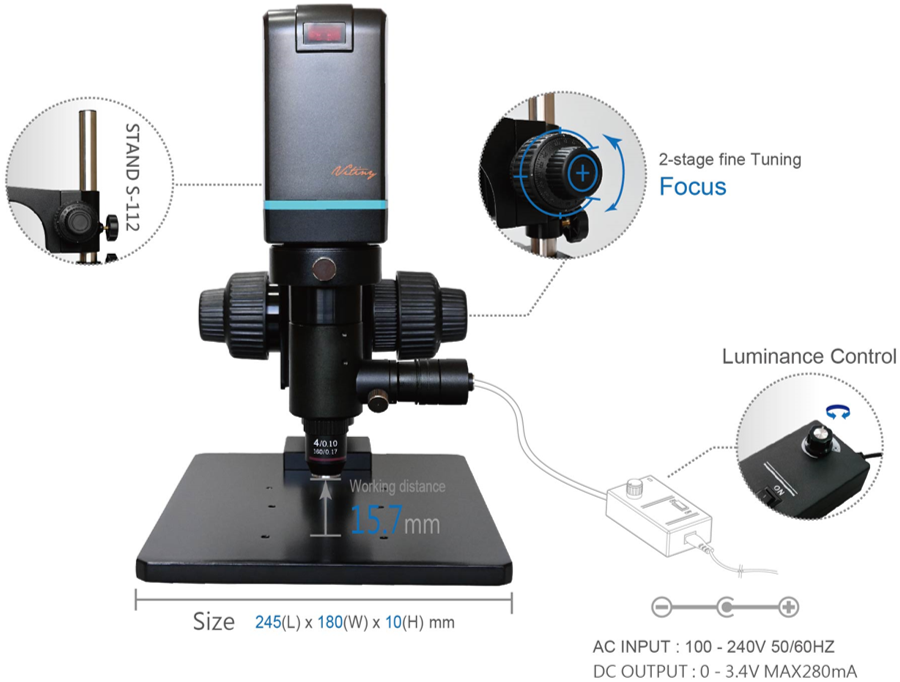 ViTiny UM20-GN08 DiGi HDMI and USB3.0 Autofocus Coaxial Measurement Metallographic Microscope