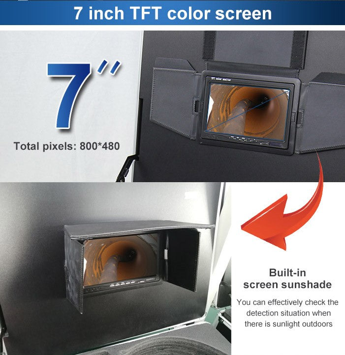 Vividia VS-11430 All-in-One Pipe Sewer Drain Tube Video Inspection Camera with 7" Portable Screen 5mm Diameter 30m Long Push-Rod Cable and 14mm Diameter Camera