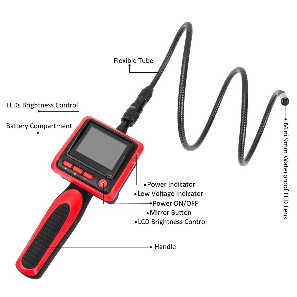 Vividia V8805 LCD 9mm Portable Digital Flexible Inspection Camera with 2.4" LCD Monitor