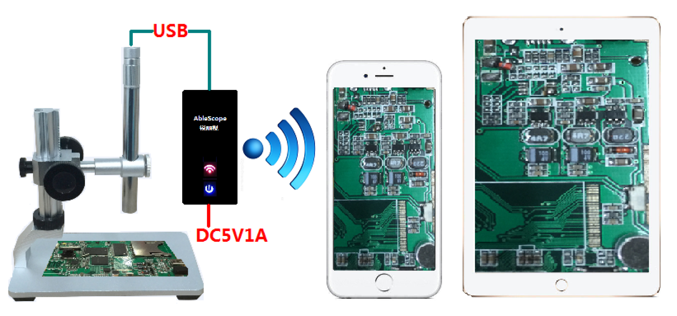 Vividia V1-PS-W Bundle: Handheld Digital Borescope Microscope for iOS, Android, and Windows with Professional Multi-Functional Metal Stand