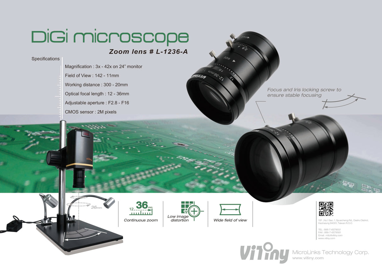 ViTiny UM08-CSZ1236 Long Working Distance and Large View Area HDMI Tabletop Microscope