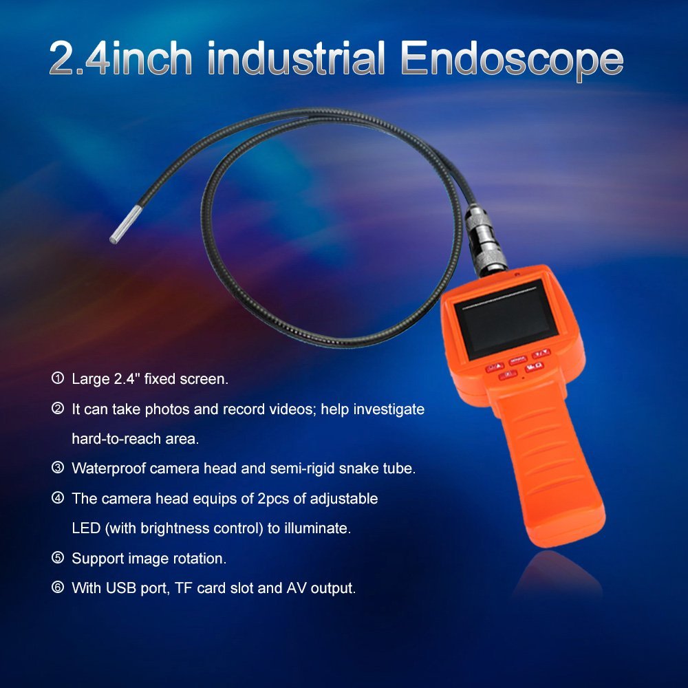 Vividia VQ-R39 3.9mm Photo & Video Recordable Flexible Inspection Camera Borescope with 2.4" LCD Monitor