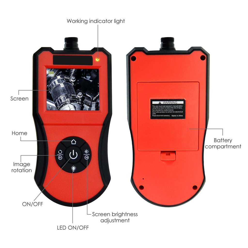 Vividia VQ-20 Handheld Pocket Palm Video Borescope with 2.7" LCD and 8.5mm Semi-Rigid Probe Camera