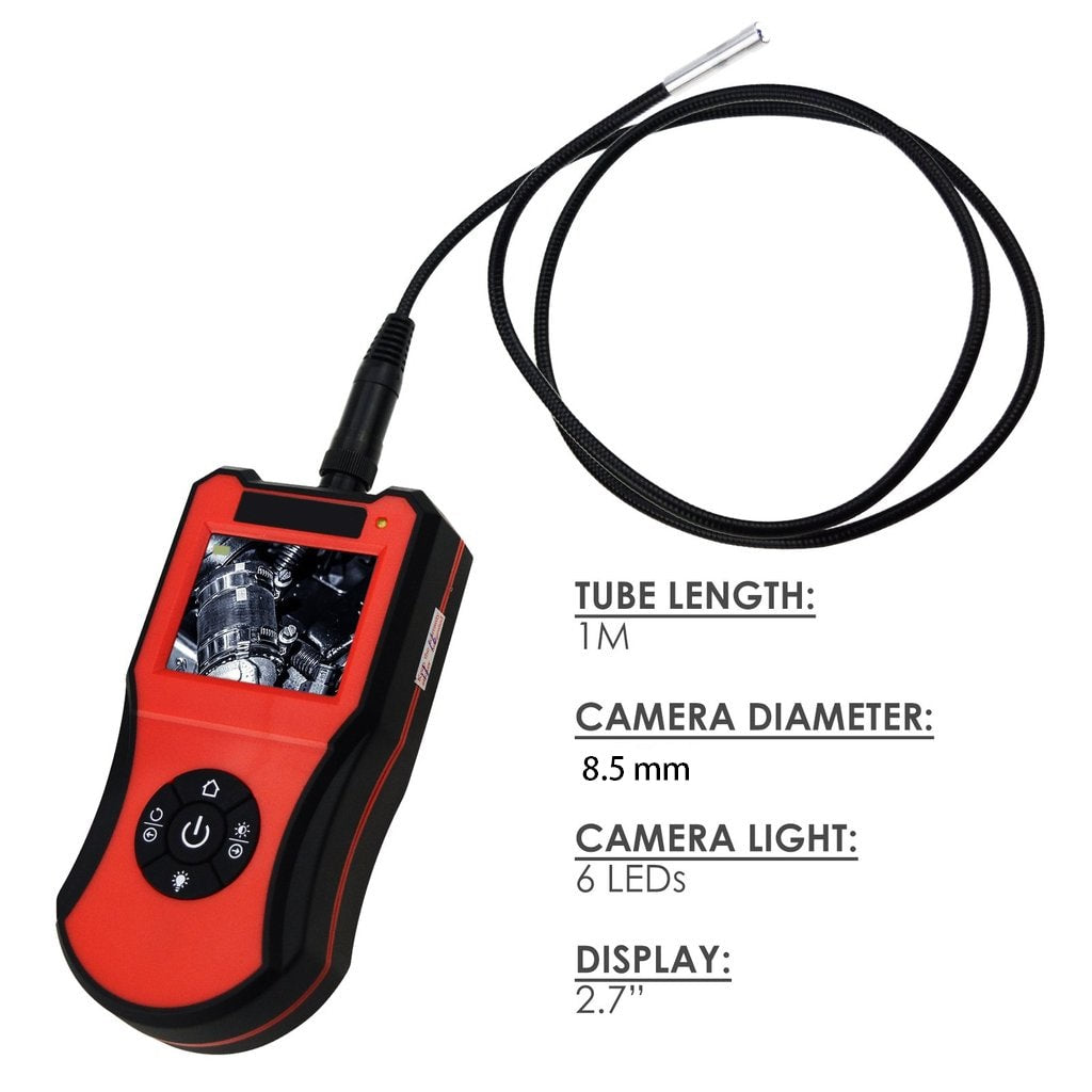 Vividia VQ-20 Handheld Pocket Palm Video Borescope with 2.7" LCD and 8.5mm Semi-Rigid Probe Camera