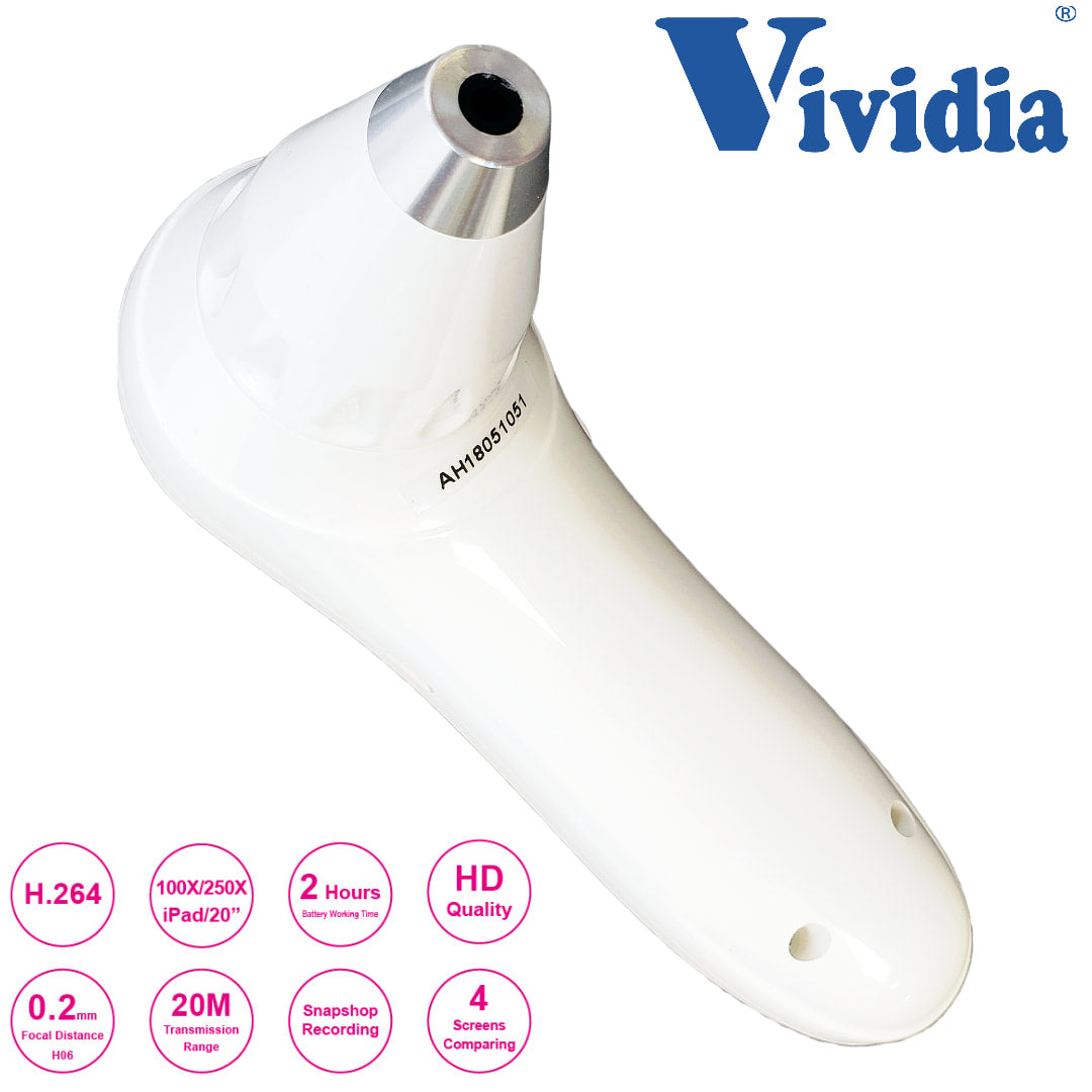 Vividia H06 WiFi Wireless Portable Hair Scalp Skin Microscope for iPad iPhone Android Devices with 250x Lens