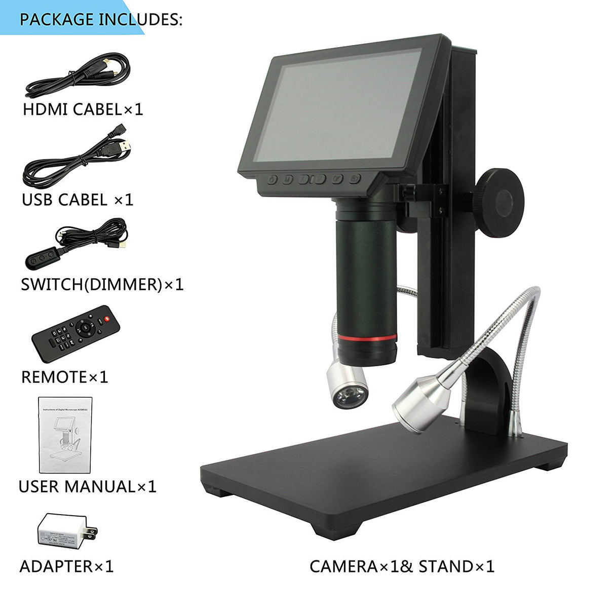 Vividia  Andonstar HM-302 HDMI/LCD/USB Digital Manual Focus Microscope