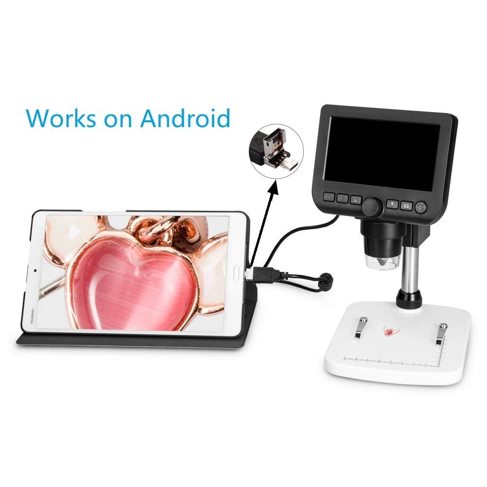 Vividia LM-46 Desktop LCD/USB/Video Digital Microscope 10x to 600x for PC/TV/Android with video/photo Capture and Measurement