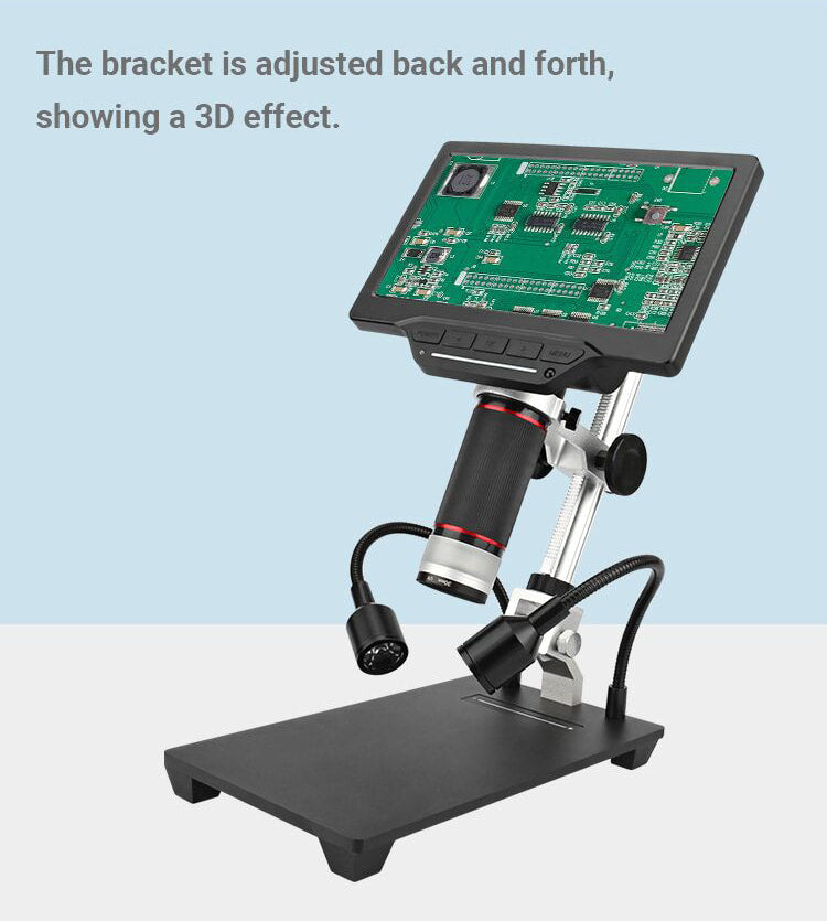 Vividia HM-407 HM-410 HDMI/LCD/USB Digital Manual Focus Microscope with 7" or 10" LCD Screen 4MP Resolution 270x Magnification