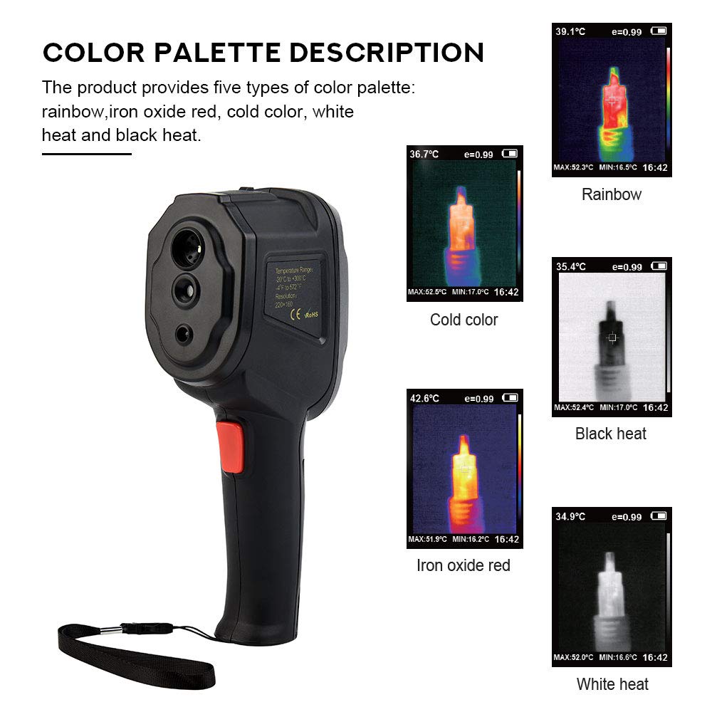 Vividia HT-04 Portable Handheld Infrared Thermal Imager Camera with 220x160 Thermal Resolution and Mini SD Storage and 2.8" LCD Display