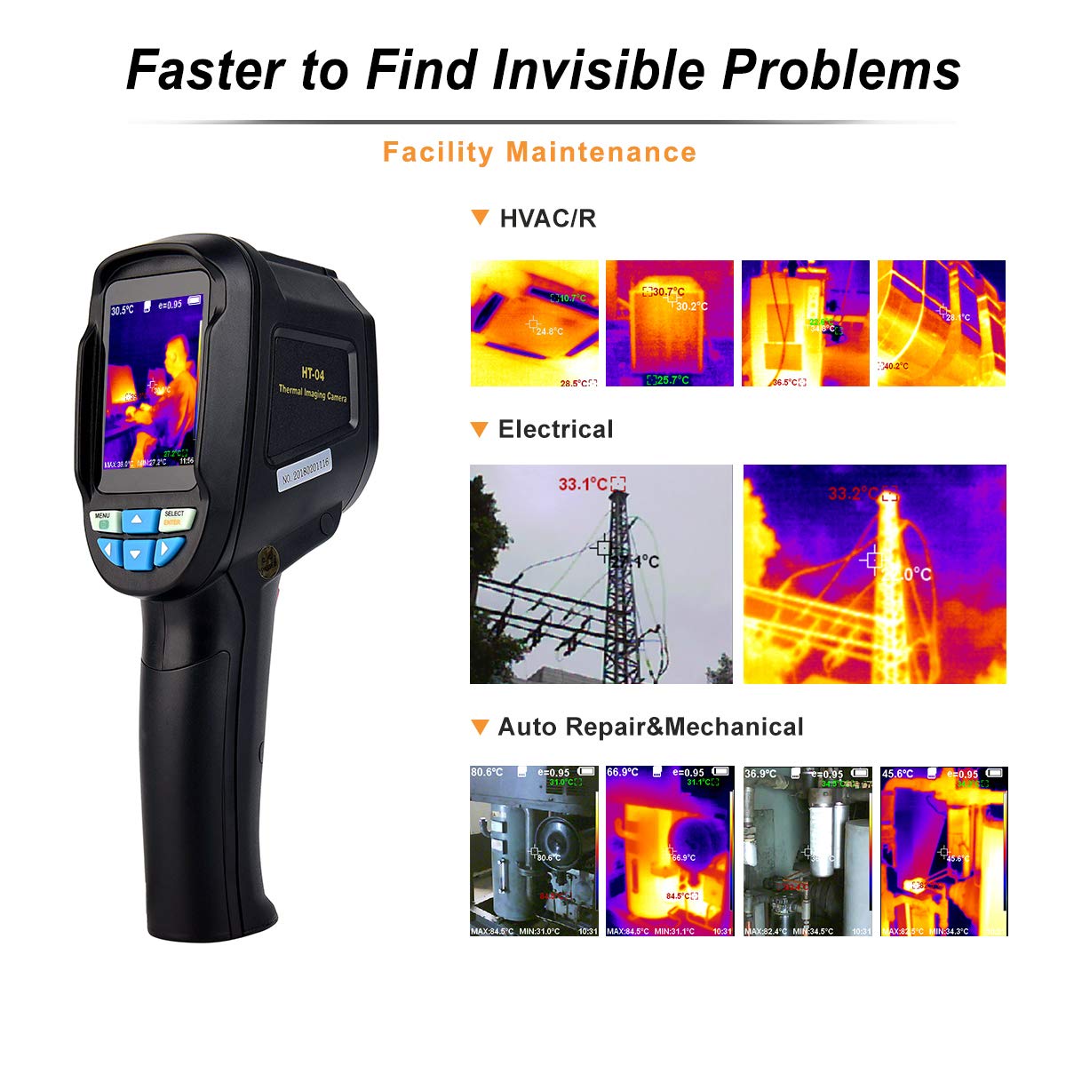 Vividia HT-04 Portable Handheld Infrared Thermal Imager Camera with 220x160 Thermal Resolution and Mini SD Storage and 2.8" LCD Display