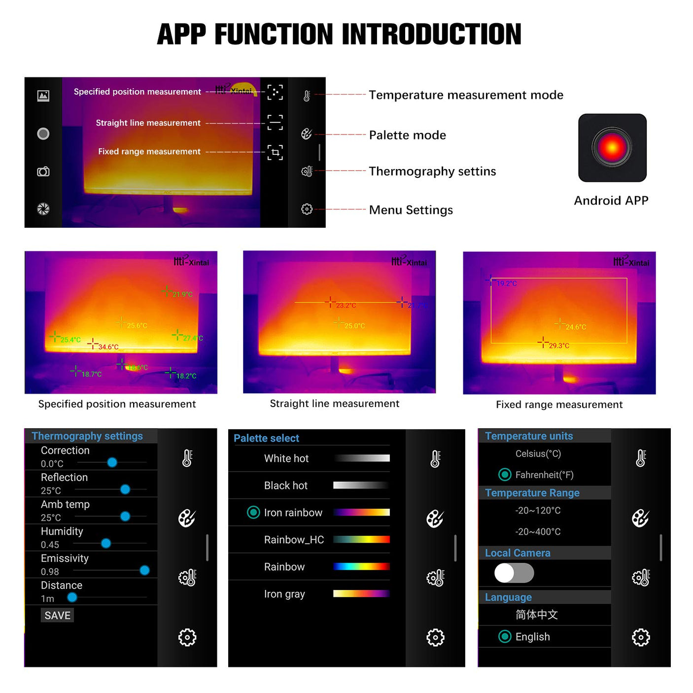 Vividia HTi HT-301 Manual Focus Thermal Imaging Camera for Android Phone and Tablet with IR Resolution 384x288