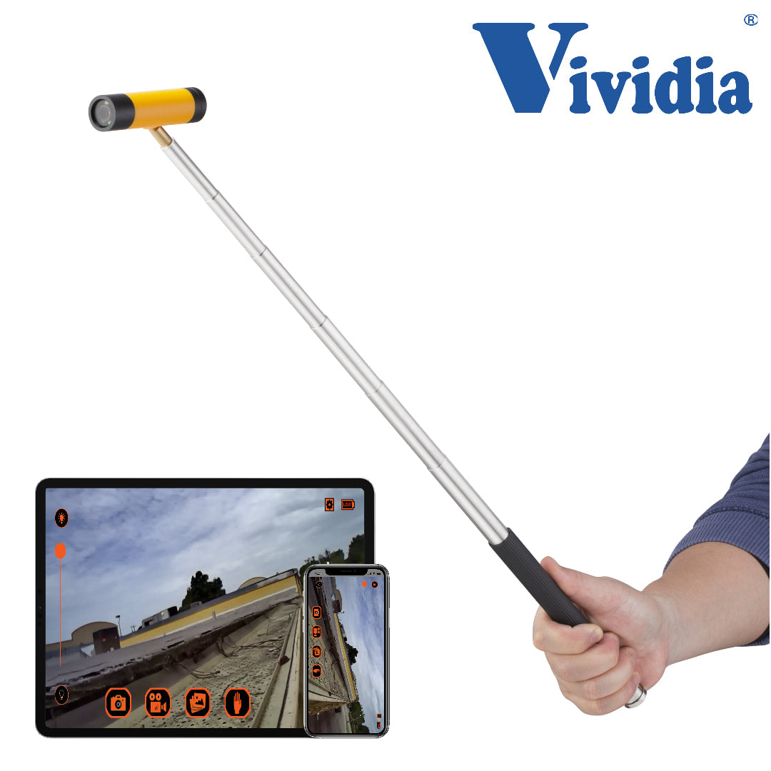 Vividia WPC-300 Wireless WiFi Telescopic Carbon Fiber Pole Inspection Camera System with 3 Meter (10 Feet) Extendable Pole