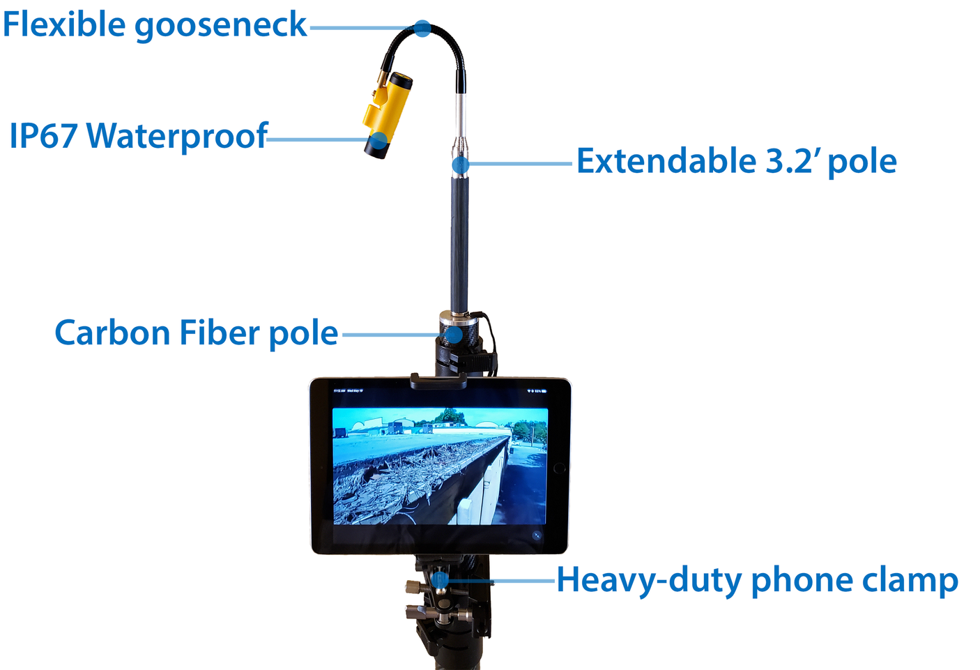 Vividia WPC-300 Wireless WiFi Telescopic Carbon Fiber Pole Inspection Camera System with 3 Meter (10 Feet) Extendable Pole