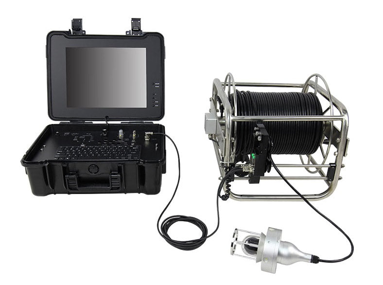 Vividia V15-110PT-200 Underwater Borehole Inspection Camera System with 110mm Diameter Pan-Tilt Camera and 200 Meter Cable and 15 Inch Monitor