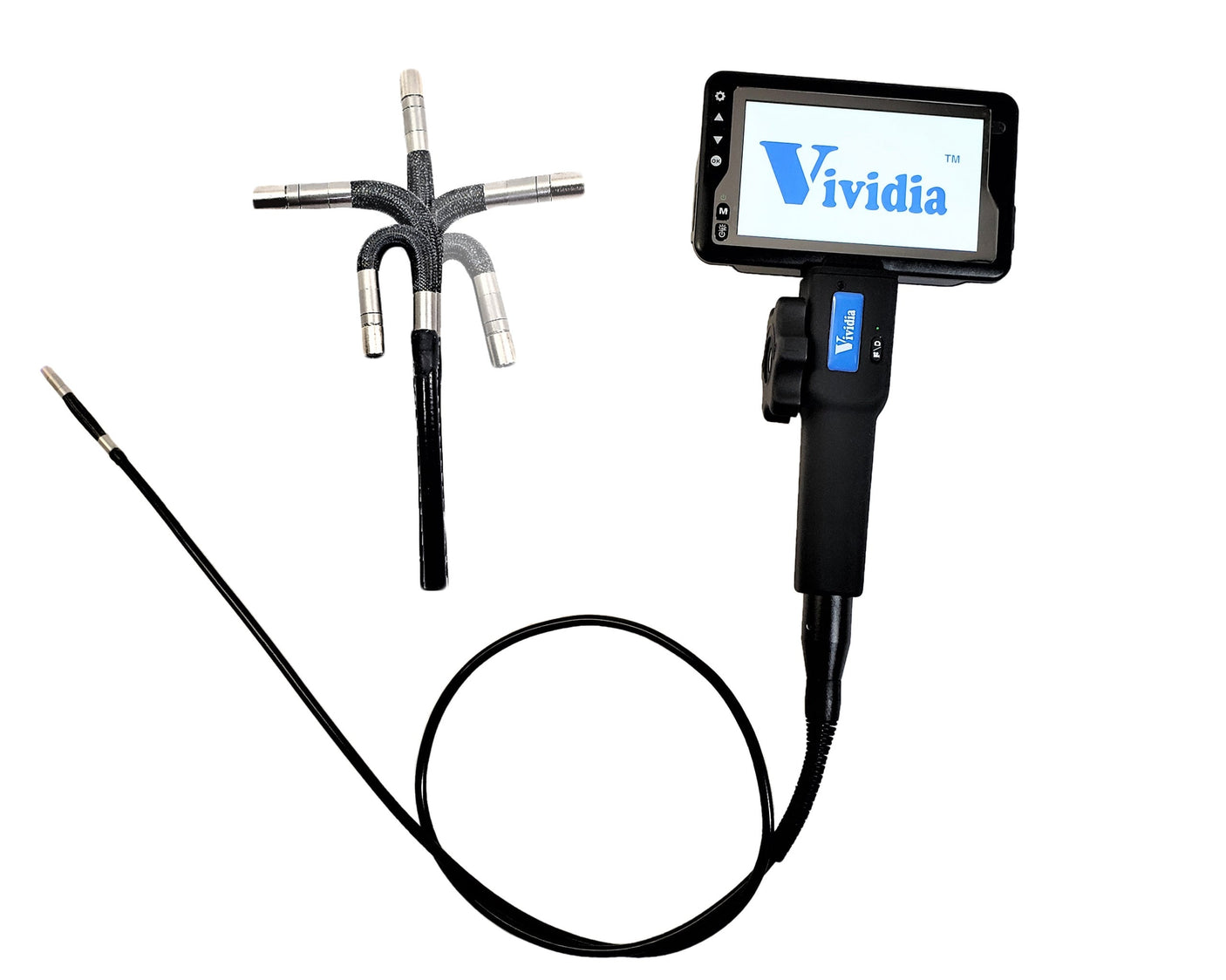 Vividia VA-450 LCD/WiFi Two-Way Articulating Borescope Videoscope Inspection Camera with 5.5mm Diameter 1m Probe 1280x720 Resolution and IPS 4.5" LCD Monitor and Wireless for iPhone iPad and Android Devices