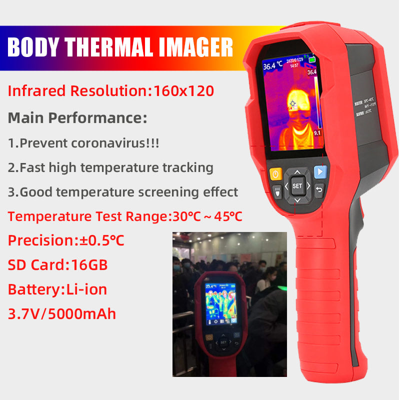 Vividia 165H Body Temperature Fever Detection Thermal Imaging Camera 30°C - 45°C (86°F - 113°F) with Resolution 160x120 and 2.8" LCD Screen and High Temperature Alarm