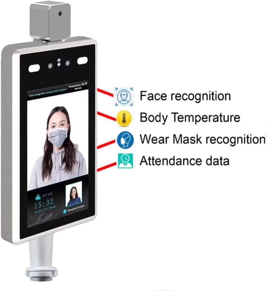 Vividia KT08 Body Temperature Fever Detection Face Recognition Camera System 30°C - 45°C (86°F - 113°F) with 8 Inch IPS Display