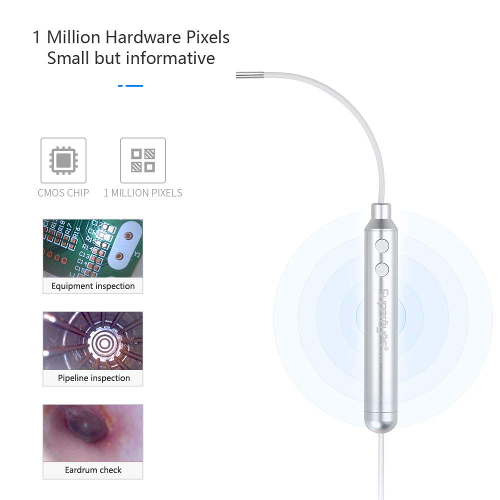 Vividia FC-3920 Mini 3.9mm Diameter 150mm Long USB Flexible Inspection Camera Borescope Endoscope Microscope with Fixed Focus and Side-View Mirror