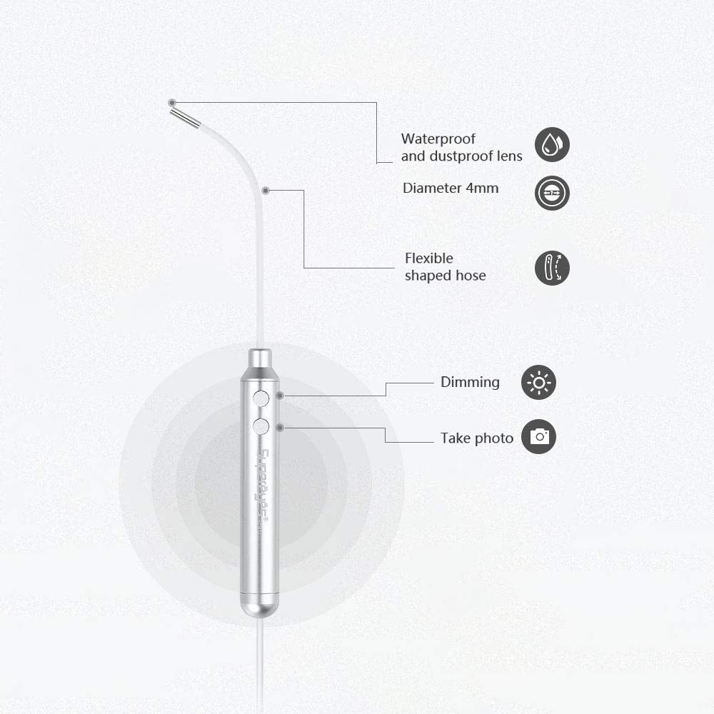 Vividia FC-3920 Mini 3.9mm Diameter 150mm Long USB Flexible Inspection Camera Borescope Endoscope Microscope with Fixed Focus and Side-View Mirror