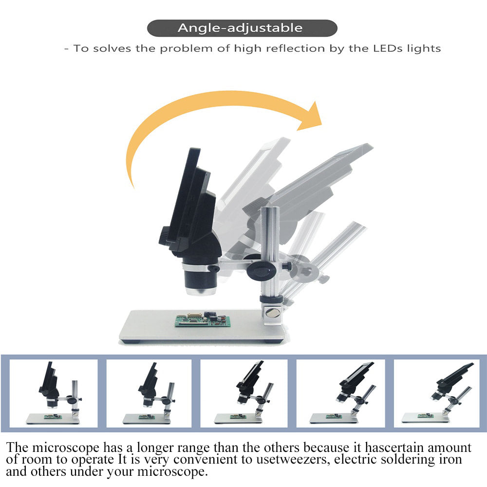 Vividia G-1200 LCD/USB Digital Manual Focus Microscope with 7" LCD Screen 12MP Resolution 300x Magnification