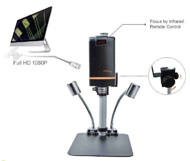 ViTiny UM08-GN HDMI Autofocus Digital Microscope with 2MP Resolution 10x to ~500x Magnification