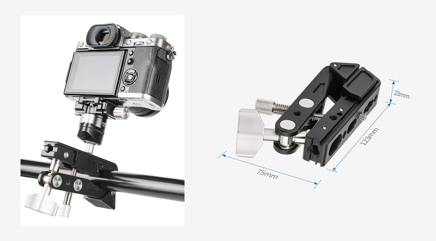 Vividia C-90 Heavy Duty Clamp Mount Photography Bracket Aluminum Alloy with 1/4 Inch Screw 1/4 & 3/8 Inch Thread for Video Monitor LED Light Microphone DSLR Camera