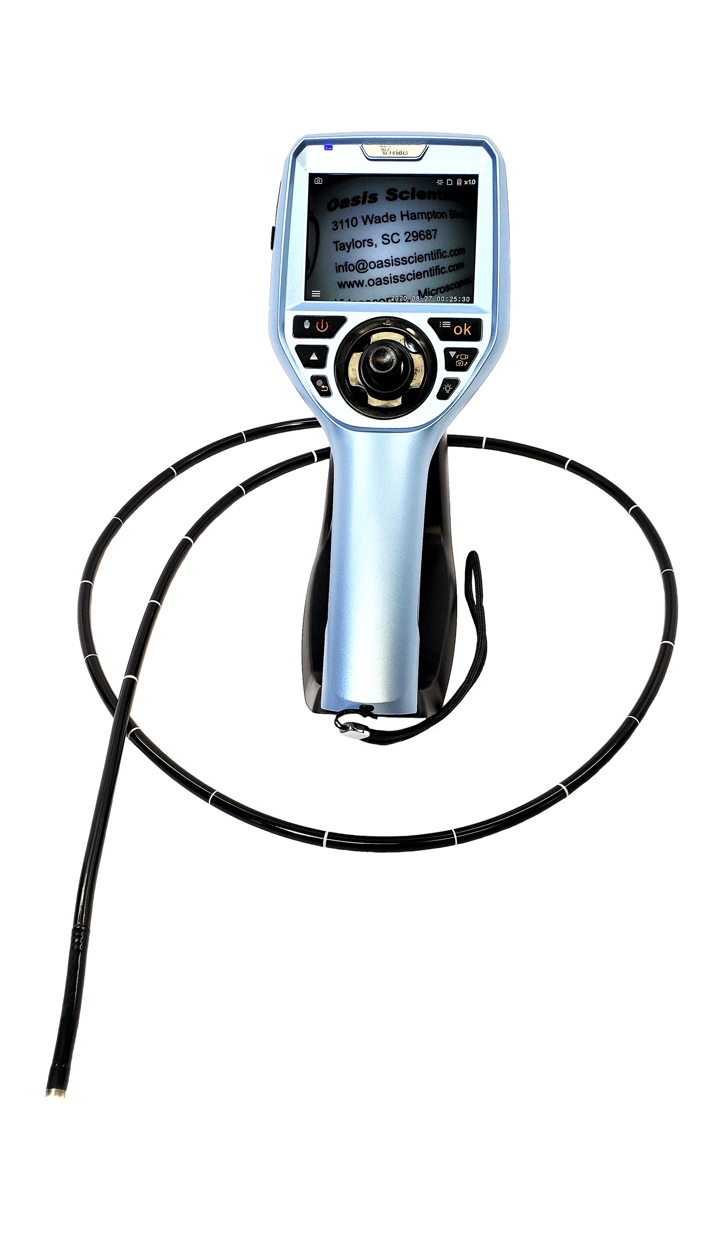 Vividia VE-6130 Portable Veterinary Flexible Joystick Articulating Video Endoscope Videoscope Borescope Inspection Camera with Replaceable 6mm x 1.3m Long Polyethene Probe