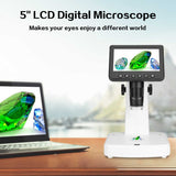 Vividia LM-058 Stand-Alone Tabletop 5-inch LCD Digital Microscope with 500x Magnification and 12MP Resolution with Built-In Polarizer