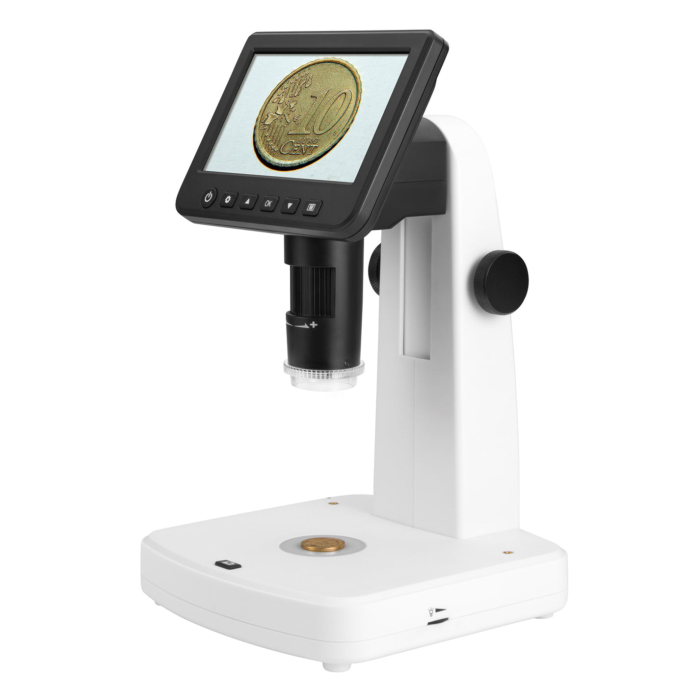 Vividia LM-058 Stand-Alone Tabletop 5-inch LCD Digital Microscope with 500x Magnification and 12MP Resolution with Built-In Polarizer