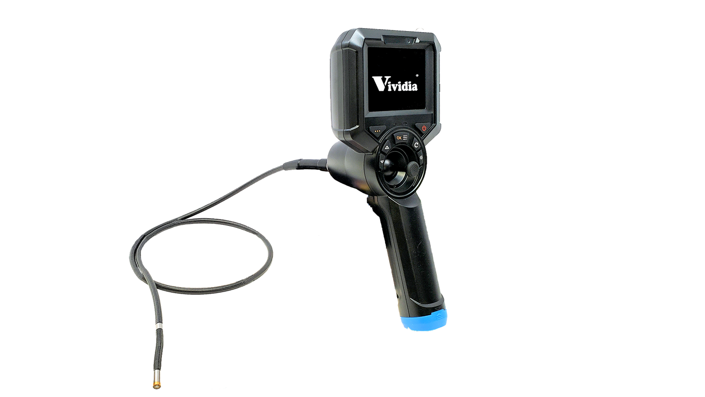 Vividia ME-610X IPS Joystick Articulating Industrial Automotive Videoscope Borescope Inspection Camera with 6mm Diameter Probe and 1280x720 Resolution and Rechargeable Battery