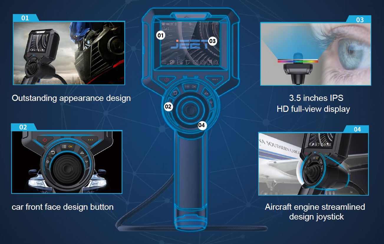 Vividia T5-1-1810 One-Way Articulating Borescope Industrial Videoscope Inspection Camera with 1.8mm Diameter Probe Camera and 5" Monitor