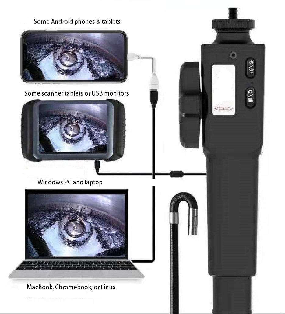 Vividia VA-880 Flexible USB Two-Way Articulating Digital Inspection Camera Borescope Videoscope with 8.5mm (0.33") Diameter 1m Long for PC Phone Laptop