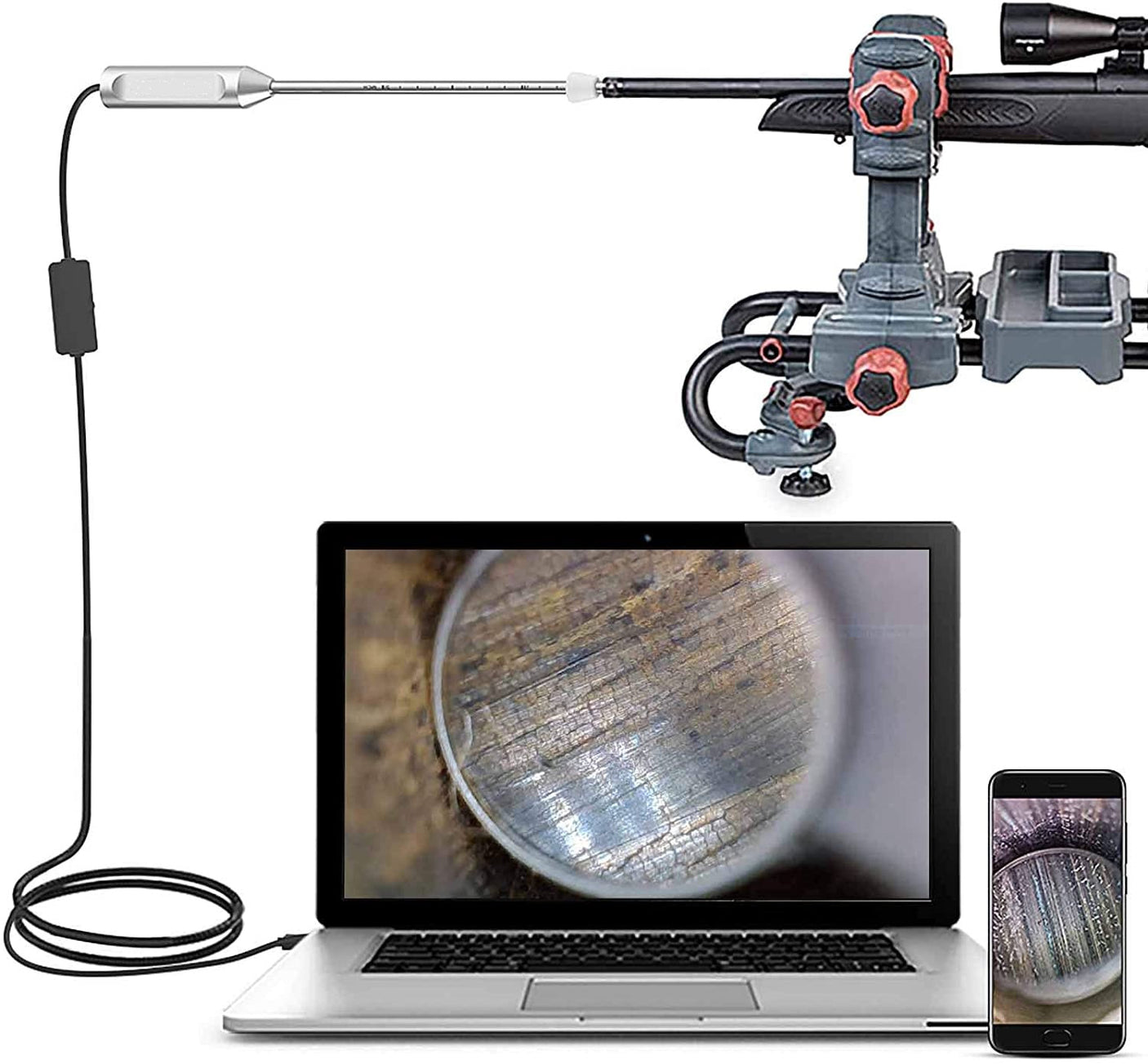 Vividia GB-526 Rigid USB Digital Gun Barrel Borescope with 5mm (0.20") Diameter and 26" (66 cm) Long Insertion Tube