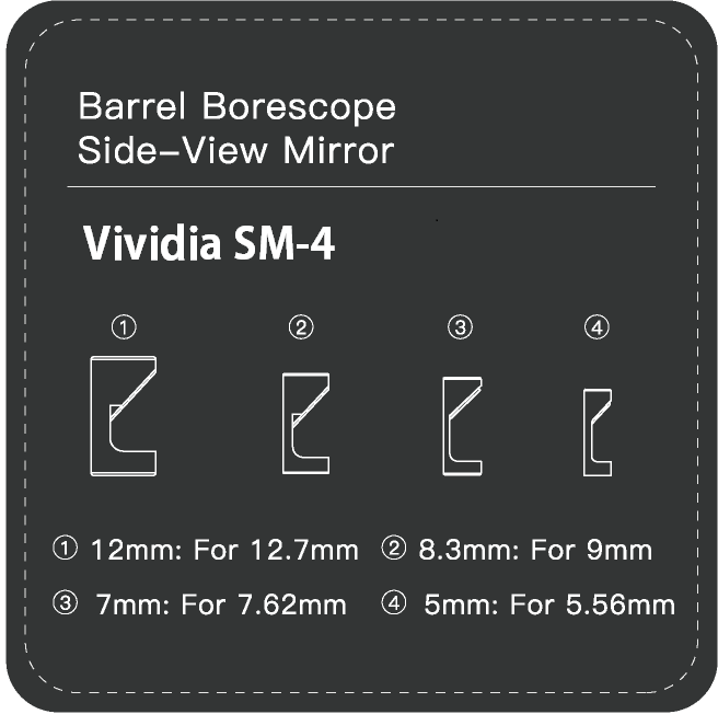 Vividia SM-4 Side View Mirror Set for GB-5100 and GB-526 Gun Rifle Barrel Borescopes with 4 Sizes