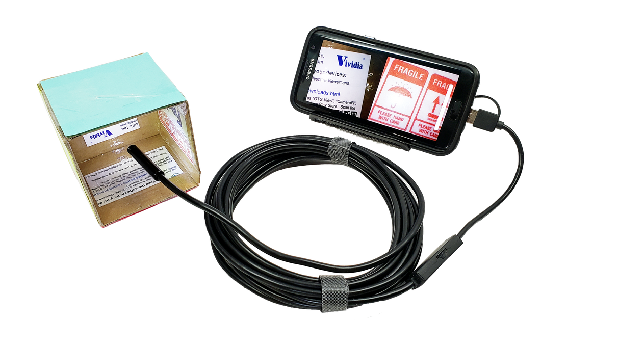 Vividia BD-8050U USB Dual Camera Borescope with 8mm / 0.32" Probe 5 Meter Long Semi-Rigid Probe for Windows and Android Devices