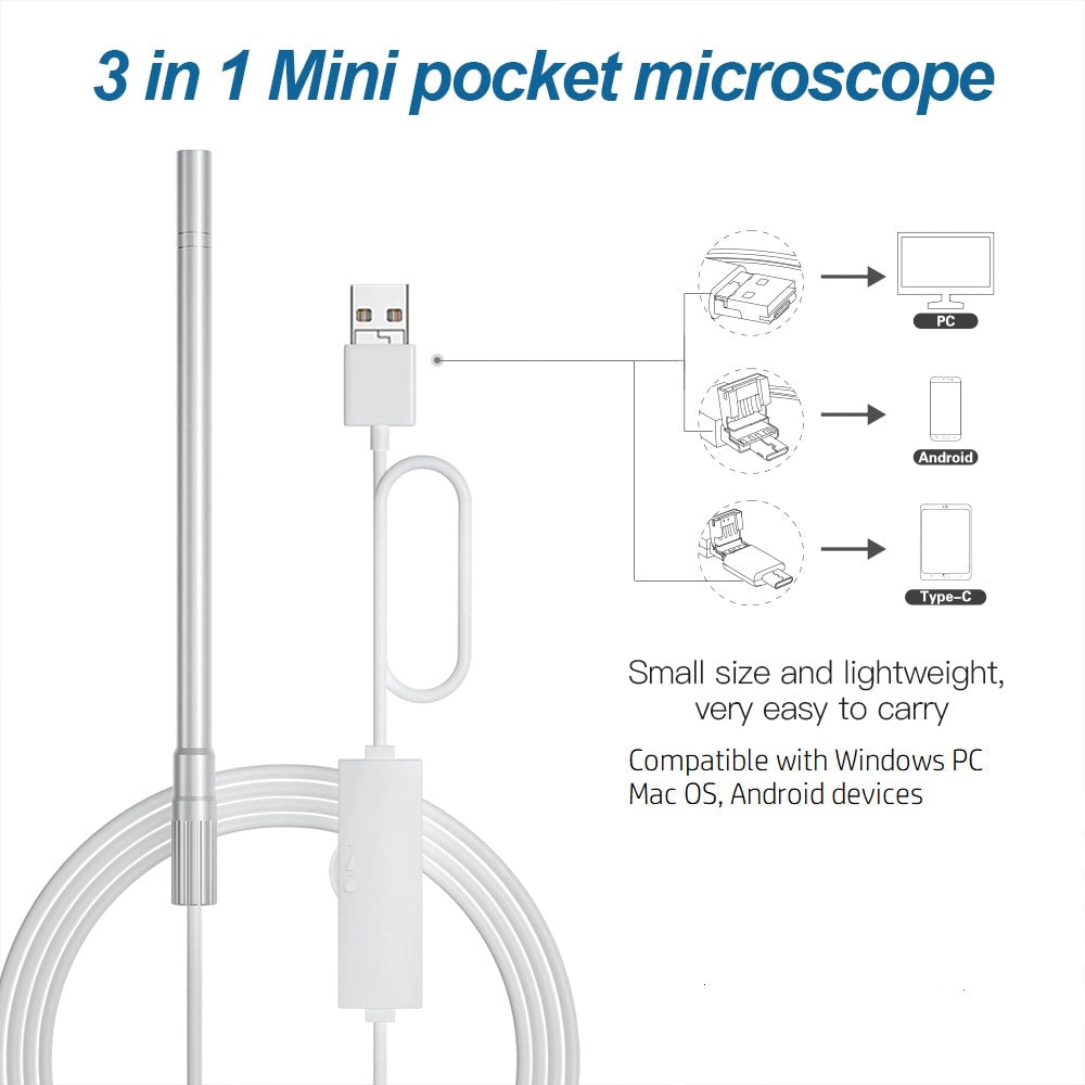 Vividia PM-85 5MP Handheld USB 300x Digital Borescope Microscope with Metal Stand and 8.5mm Diameter