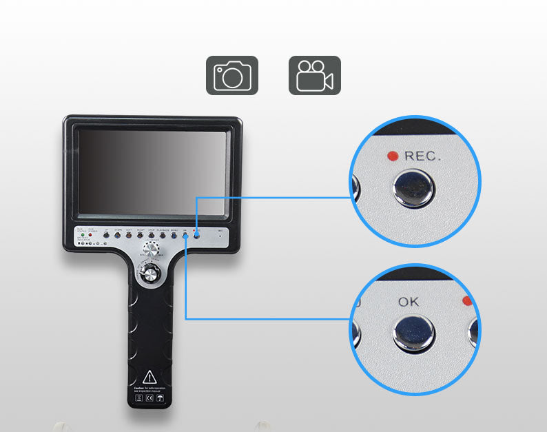 Vividia VS-34080 All-in-One Pipe Sewer Drain Tube Video Inspection Camera with 7" Portable Screen mm Diameter 262ft (80m)  Long Push-Rod Cable and 40mm Diameter Self-Leveling Camera With Built-In 512Hz Transmitter