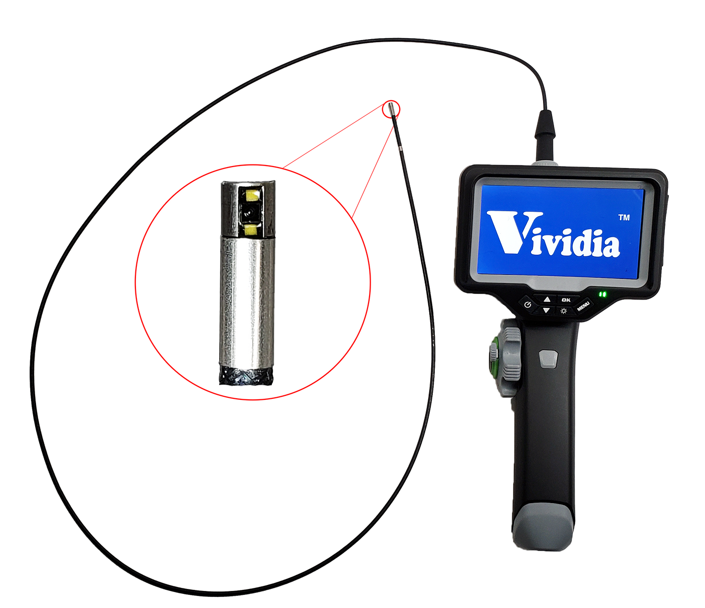 Vividia CT-3012S LCD/WiFi Side-View Flexible Two-Way Articulating Inspection Camera Borescope Videoscope with 3.0mm (0.12") Diameter 1.2m Long Waterproof Probe