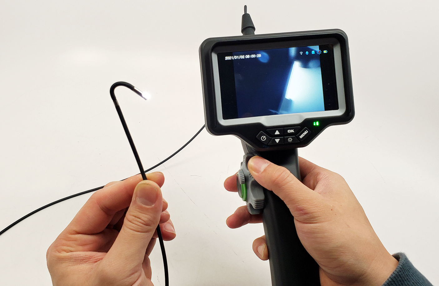 Vividia CT-3012S LCD/WiFi Side-View Flexible Two-Way Articulating Inspection Camera Borescope Videoscope with 3.0mm (0.12") Diameter 1.2m Long Waterproof Probe