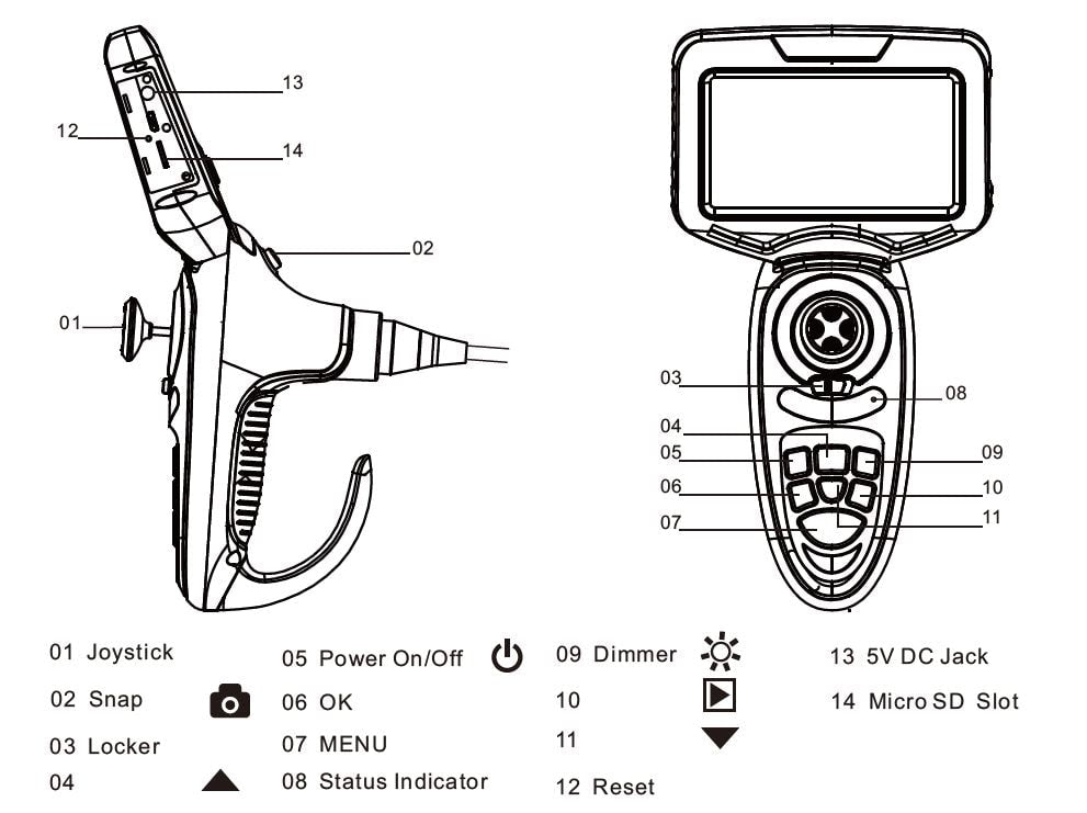 Vividia DA-2812 2.8mm Flexible Joystick Monitor Borescope