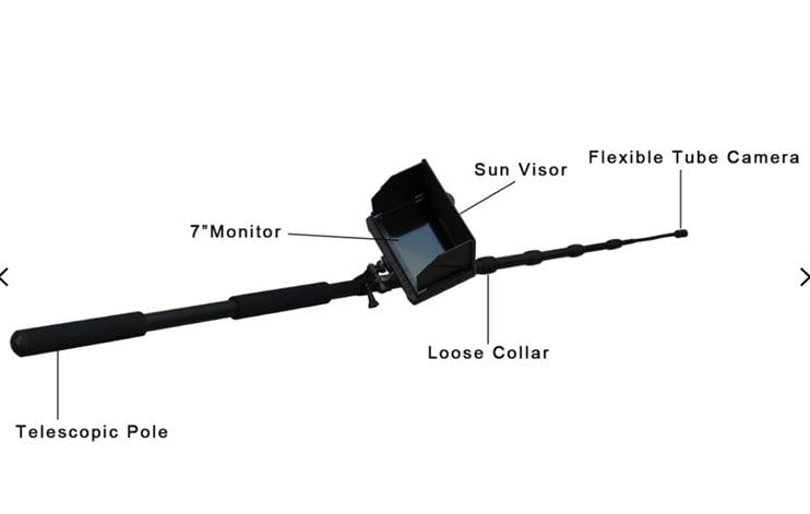 Vividia TVS-507 Telescopic Industrial Video Inspection Camera System 5 Meter Long with DVR Recording, 7" LCD Screen and Sturdy Case