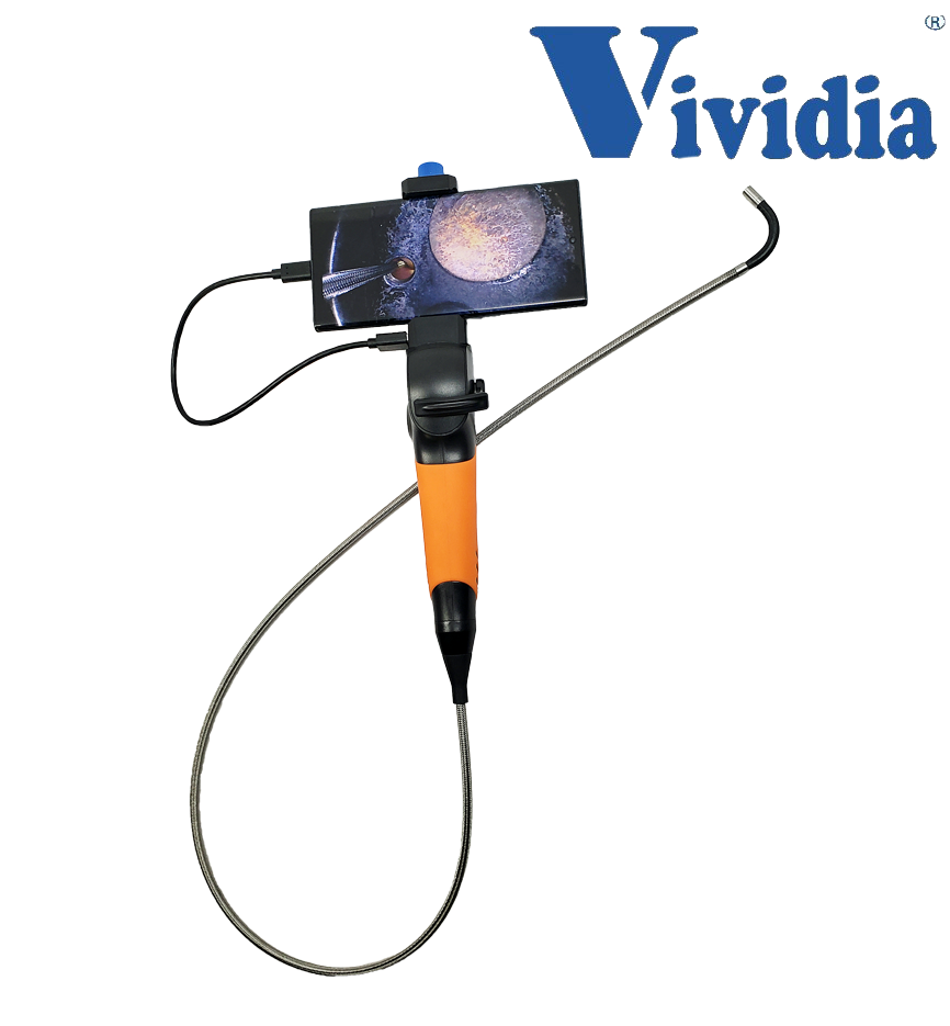 Vividia CL-6010 USB Flexible 2-Way Articulating Borescope Videoscope with 6mm 0.236" Diameter 1m Long Probe for Windows Mac Chromebook PC  Android Devices