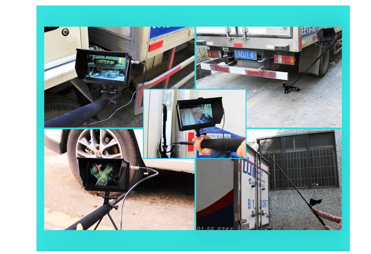 Vividia TVS-2507 Vehicle Video Inspection Camera Set with a 2.5 Meter Long Telescopic Pole Camera and 2 Meter Pole Under Vehicle Inspection Camera and Two 7" LCD Monitor and Heavy-Duty Plastic Case