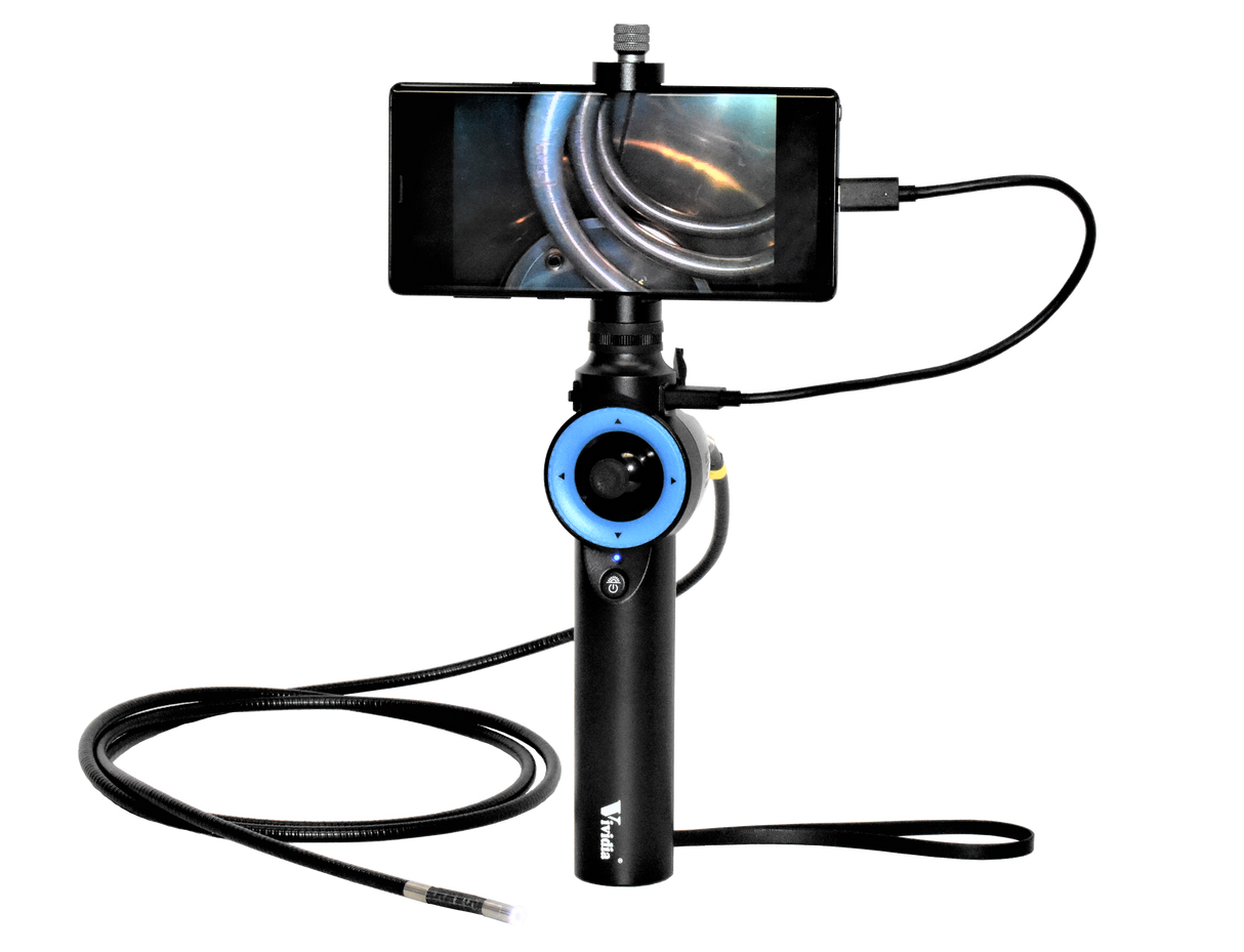 Vividia ME-620i Flexible Joystick Articulating 1280x720 HD USB Inspection Camera Borescope Videoscope with 6mm (0.236") Diameter 2m (6.6ft) Long for iPhone iPad and Android Devices