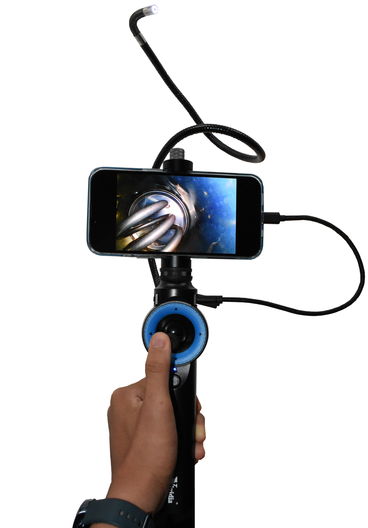 Vividia ME-620i Flexible Joystick Articulating 1280x720 HD USB Inspection Camera Borescope Videoscope with 6mm (0.236") Diameter 2m (6.6ft) Long for iPhone iPad and Android Devices