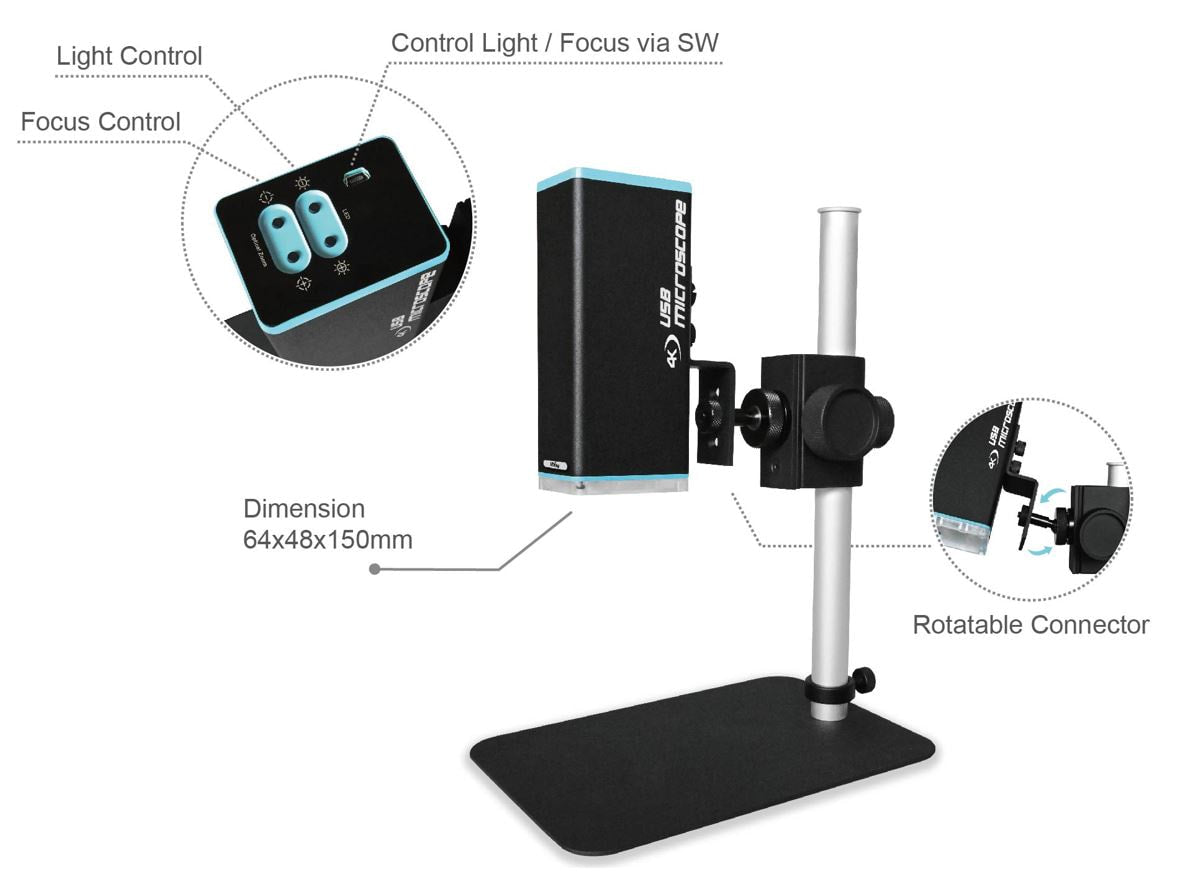 ViTiny UM22 USB Ultra HD 4K 8MP Auto-Focus Long Working Distance 2D Measurement Digital Microscope