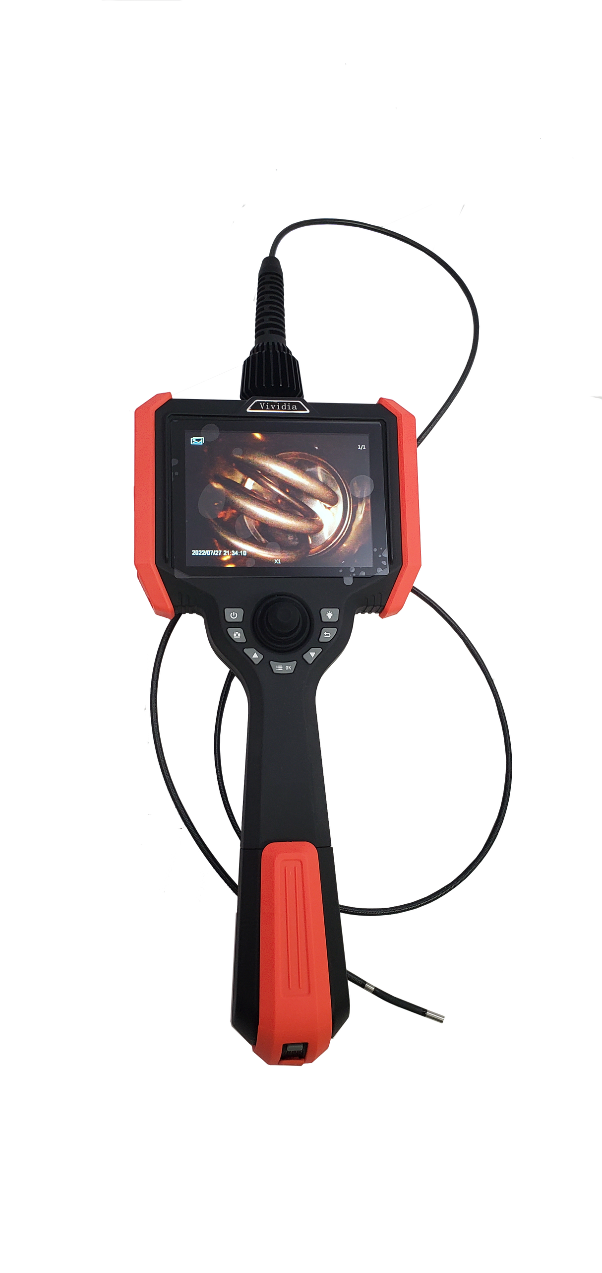 Vividia VK-3815 VK-3830 Joystick 360 Degree Articulating Video Borescope with 3.8mm Diameter 1.5 or 3 Meter Long Probe and 5" LCD Monitor