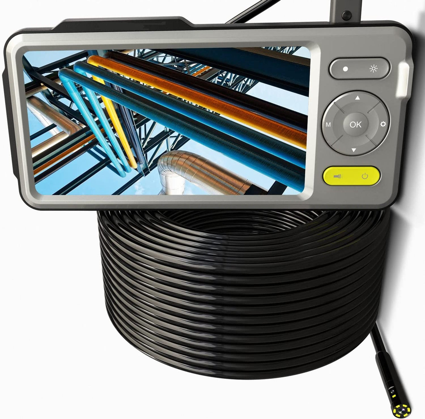 Vividia BD-80150 Super-Long Dual Camera Borescope with 8mm / 0.32" Probe 15 Meter / 50ft Long  and 5" LCD Monitor