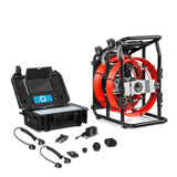 Vividia VS-749D All-in-One Sewer Drain Pipe Video Inspection Camera with 7" Portable Screen and Two Sets of Push Rod Cameras